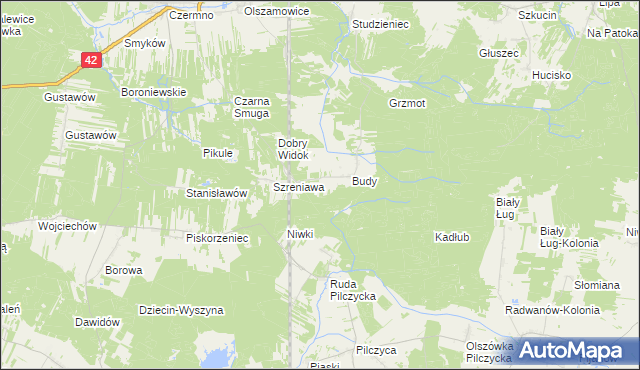mapa Adelinów gmina Fałków, Adelinów gmina Fałków na mapie Targeo