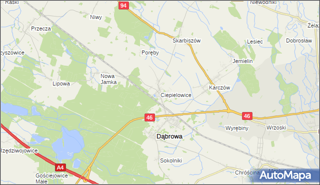 mapa Ciepielowice, Ciepielowice na mapie Targeo