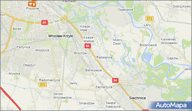 mapa Radwanice gmina Siechnice, Radwanice gmina Siechnice na mapie Targeo