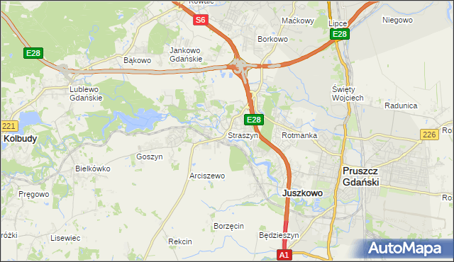 mapa Straszyn, Straszyn na mapie Targeo