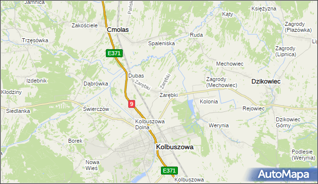 mapa Zarębki gmina Kolbuszowa, Zarębki gmina Kolbuszowa na mapie Targeo