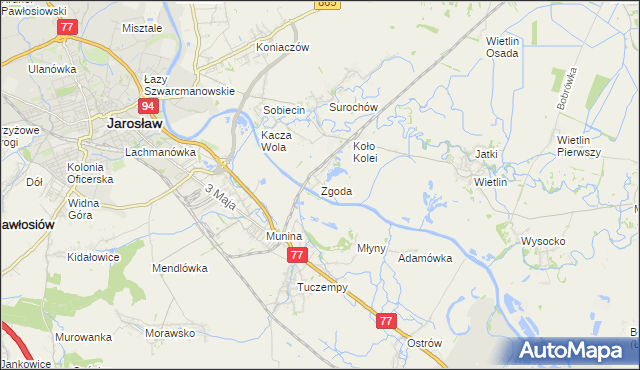 mapa Zgoda gmina Jarosław, Zgoda gmina Jarosław na mapie Targeo