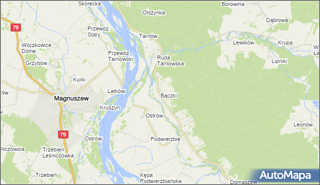 mapa Bączki gmina Maciejowice, Bączki gmina Maciejowice na mapie Targeo