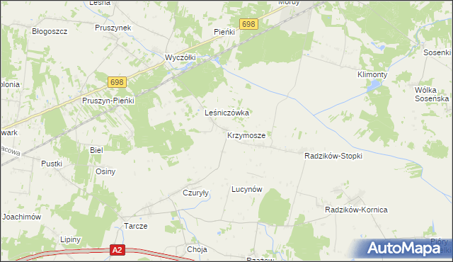 mapa Krzymosze, Krzymosze na mapie Targeo