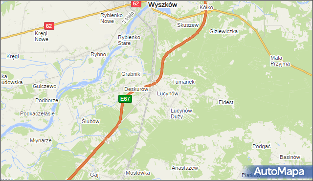 mapa Lucynów gmina Wyszków, Lucynów gmina Wyszków na mapie Targeo