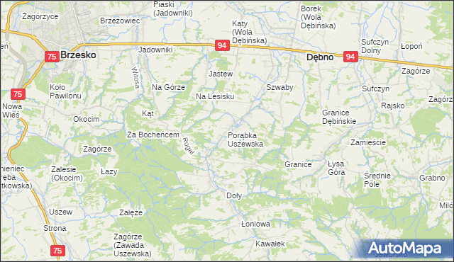 mapa Porąbka Uszewska, Porąbka Uszewska na mapie Targeo