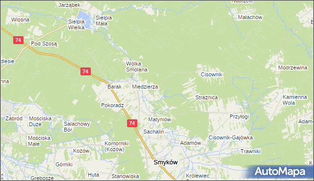 mapa Świnków gmina Smyków, Świnków gmina Smyków na mapie Targeo