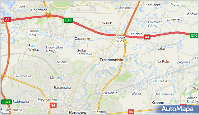 mapa Trzebownisko, Trzebownisko na mapie Targeo