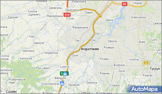 mapa Boguchwała powiat rzeszowski, Boguchwała powiat rzeszowski na mapie Targeo