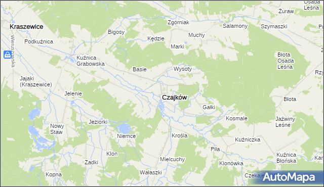 mapa Czajków powiat ostrzeszowski, Czajków powiat ostrzeszowski na mapie Targeo