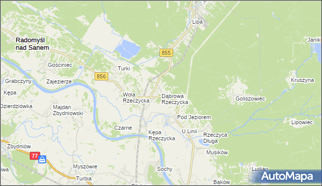 mapa Dąbrowa Rzeczycka, Dąbrowa Rzeczycka na mapie Targeo