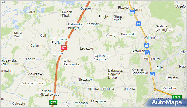 mapa Dąbrówka Nagórna, Dąbrówka Nagórna na mapie Targeo