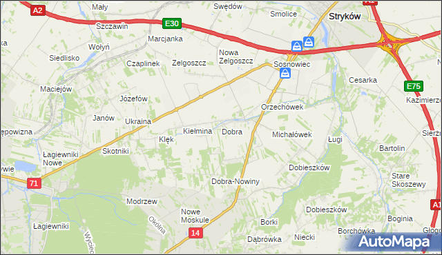 mapa Dobra gmina Stryków, Dobra gmina Stryków na mapie Targeo