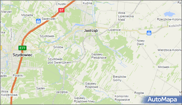 mapa Gąsawy Plebańskie, Gąsawy Plebańskie na mapie Targeo