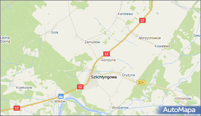 mapa Górczyna gmina Szlichtyngowa, Górczyna gmina Szlichtyngowa na mapie Targeo