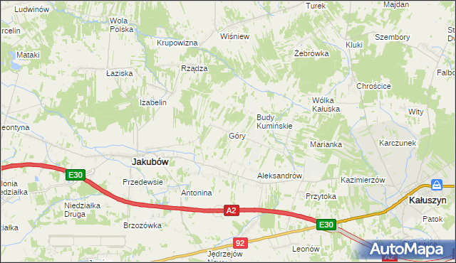 mapa Góry gmina Jakubów, Góry gmina Jakubów na mapie Targeo