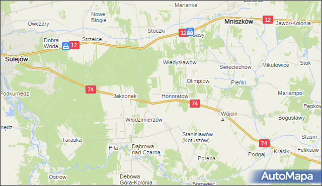 mapa Honoratów, Honoratów na mapie Targeo