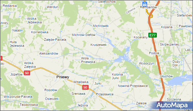 mapa Kruszew gmina Pniewy, Kruszew gmina Pniewy na mapie Targeo