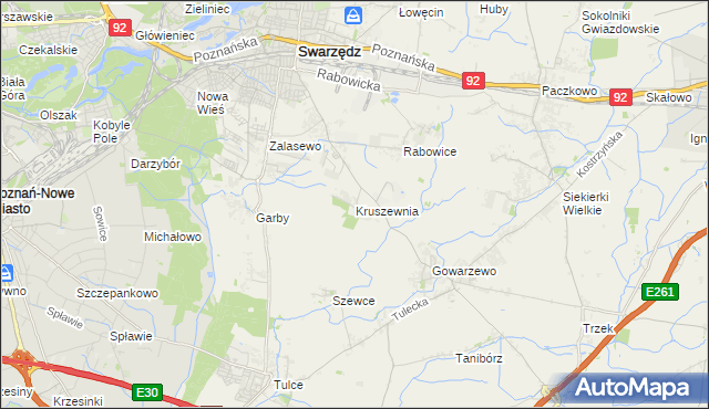 mapa Kruszewnia gmina Swarzędz, Kruszewnia gmina Swarzędz na mapie Targeo