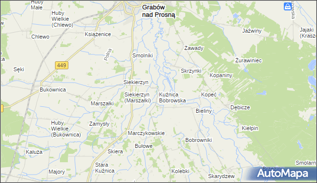 mapa Kuźnica Bobrowska, Kuźnica Bobrowska na mapie Targeo