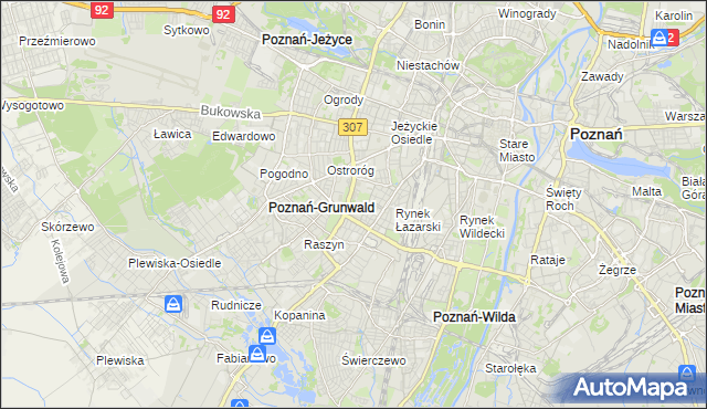 mapa Łazarz gmina Poznań, Łazarz gmina Poznań na mapie Targeo