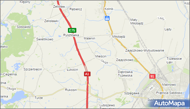 mapa Mieścin, Mieścin na mapie Targeo