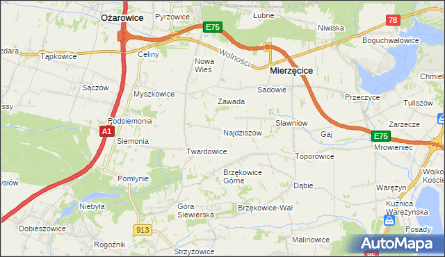 mapa Najdziszów, Najdziszów na mapie Targeo