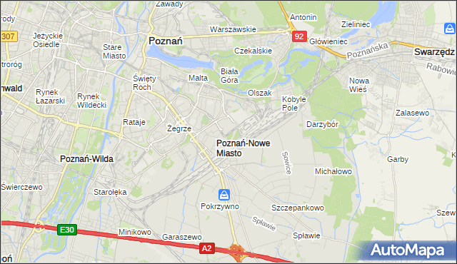 mapa Nowe Miasto gmina Poznań, Nowe Miasto gmina Poznań na mapie Targeo