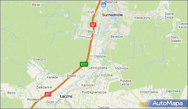 mapa Ostojów, Ostojów na mapie Targeo