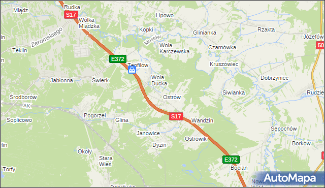 mapa Ostrów gmina Celestynów, Ostrów gmina Celestynów na mapie Targeo