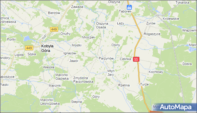 mapa Parzynów, Parzynów na mapie Targeo