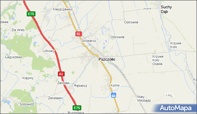 mapa Pszczółki powiat gdański, Pszczółki powiat gdański na mapie Targeo