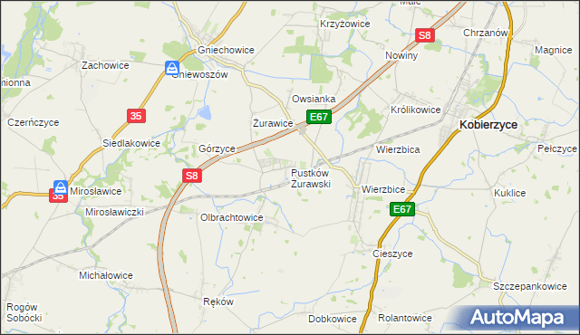 mapa Pustków Żurawski, Pustków Żurawski na mapie Targeo