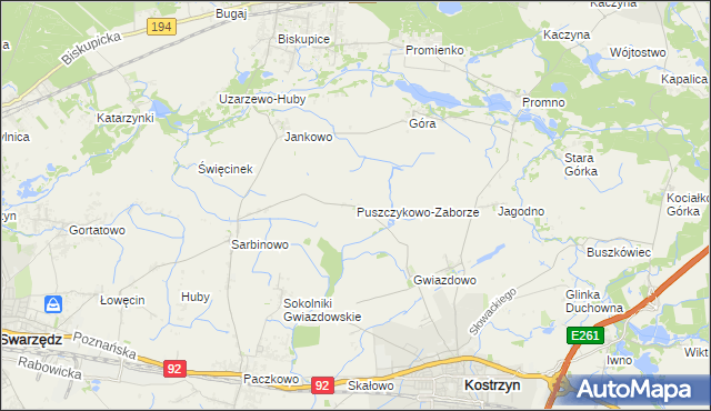 mapa Puszczykowo-Zaborze, Puszczykowo-Zaborze na mapie Targeo