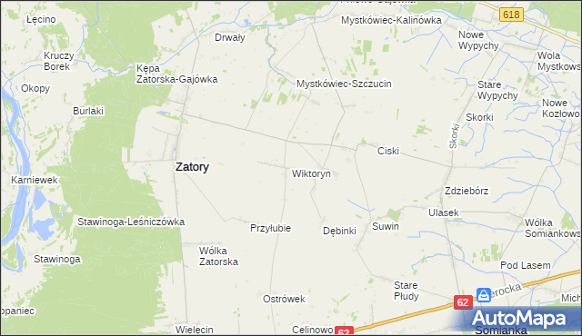mapa Wiktoryn gmina Zatory, Wiktoryn gmina Zatory na mapie Targeo