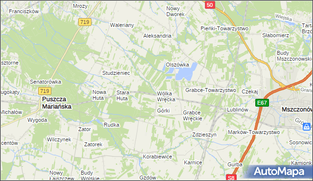 mapa Wólka Wręcka, Wólka Wręcka na mapie Targeo