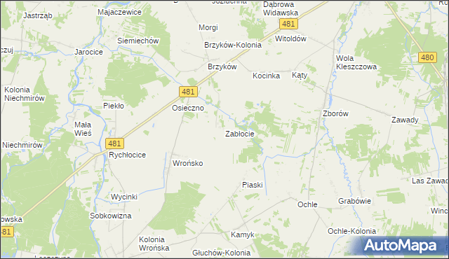 mapa Zabłocie gmina Widawa, Zabłocie gmina Widawa na mapie Targeo