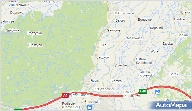 mapa Baczków gmina Bochnia, Baczków gmina Bochnia na mapie Targeo