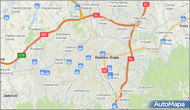 mapa Bielsko-Białej, Bielsko-Biała na mapie Targeo