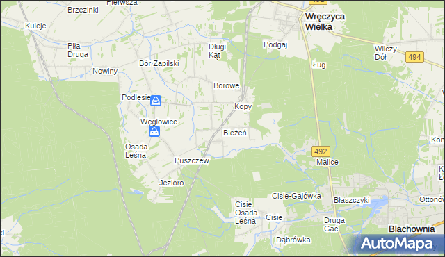 mapa Bieżeń, Bieżeń na mapie Targeo