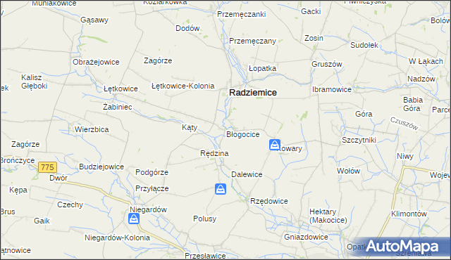 mapa Błogocice, Błogocice na mapie Targeo