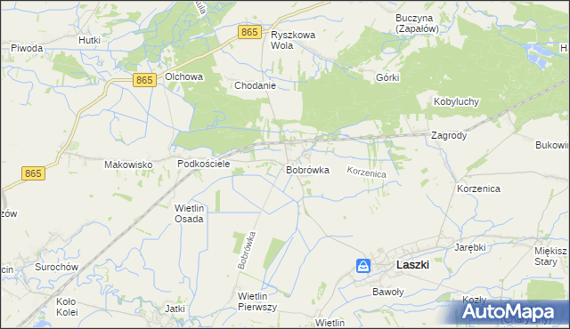 mapa Bobrówka gmina Laszki, Bobrówka gmina Laszki na mapie Targeo