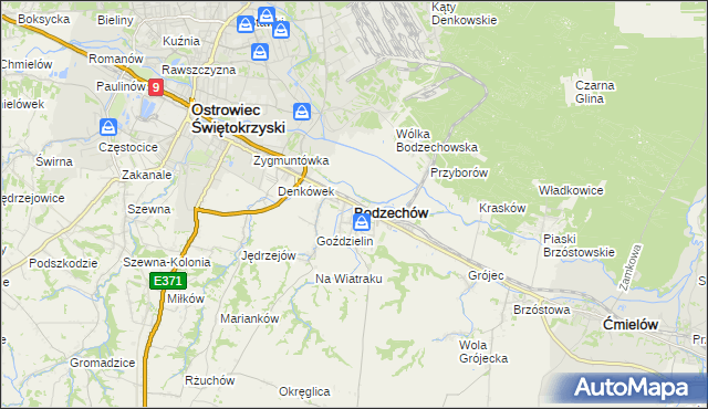 mapa Bodzechów, Bodzechów na mapie Targeo