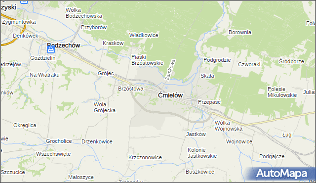 mapa Ćmielów, Ćmielów na mapie Targeo