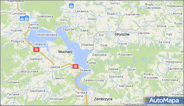 mapa Dąbrówka gmina Stryszów, Dąbrówka gmina Stryszów na mapie Targeo