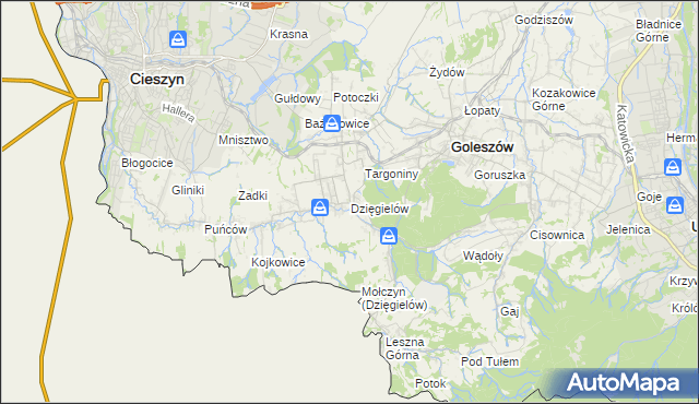 mapa Dzięgielów, Dzięgielów na mapie Targeo