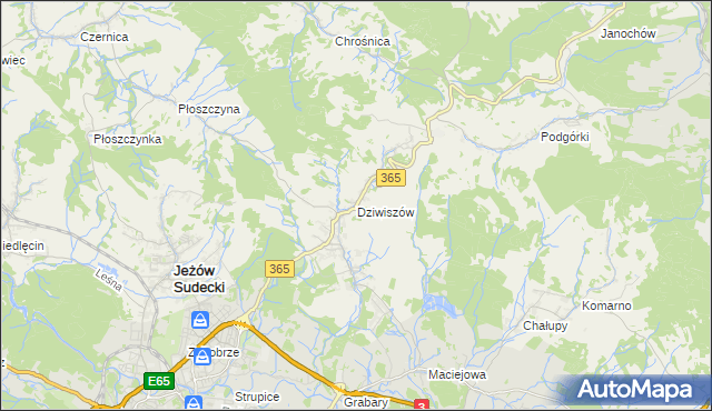 mapa Dziwiszów, Dziwiszów na mapie Targeo