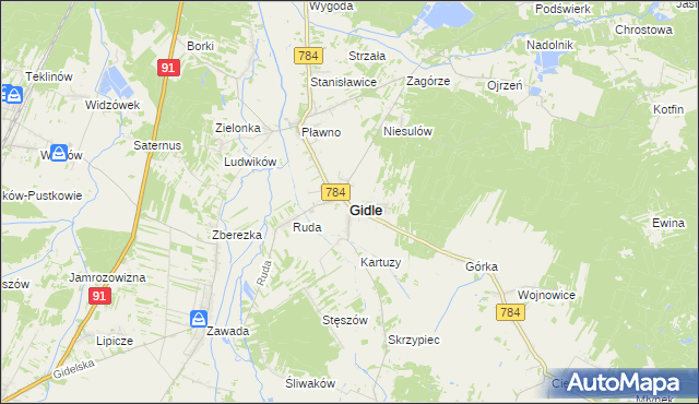 mapa Gidle, Gidle na mapie Targeo