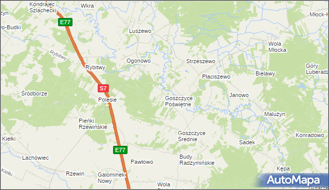 mapa Goszczyce Poświętne, Goszczyce Poświętne na mapie Targeo