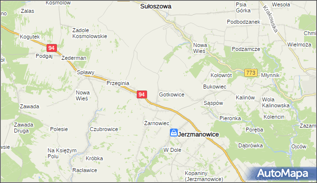 mapa Gotkowice, Gotkowice na mapie Targeo